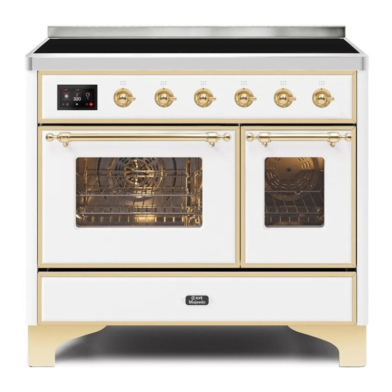 ILVE UMDI10NS3WHG Majestic II 40" Induction Range (Triple Glass Door, White, Brass)