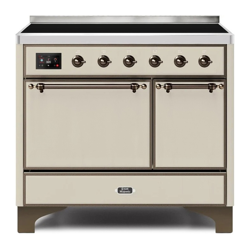 ILVE UMDI10QNS3AWB Majestic II 40" Induction Range (Solid Door, Antique White, Bronze)