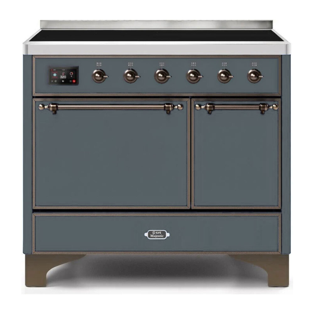 ILVE UMDI10QNS3BGB Majestic II 40" Induction Range (Solid Door, Blue Grey, Bronze)