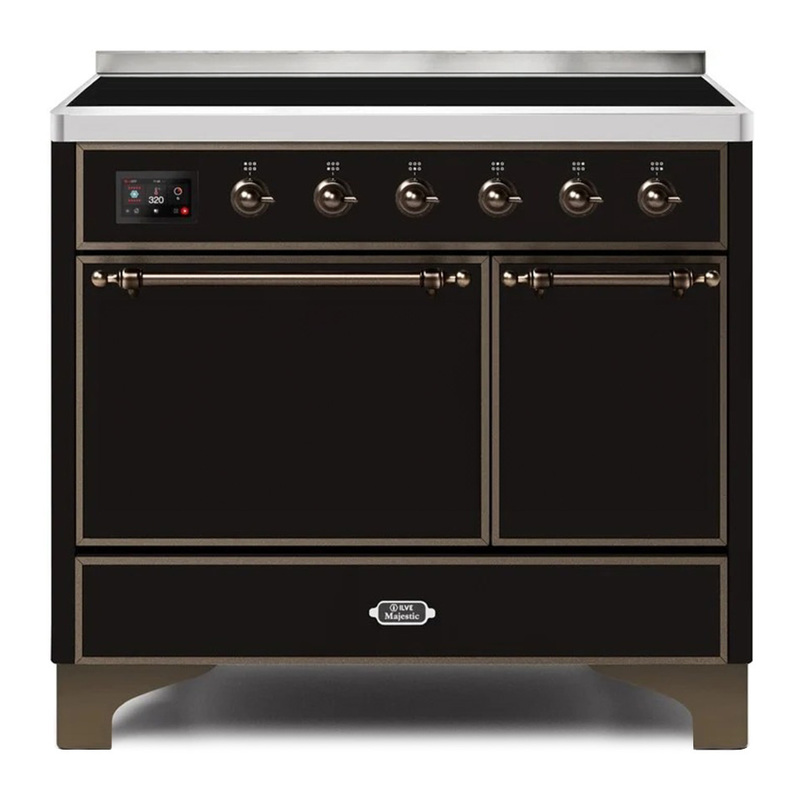 ILVE UMDI10QNS3BKB Majestic II 40" Induction Range (Solid Door, Glossy Black, Bronze)