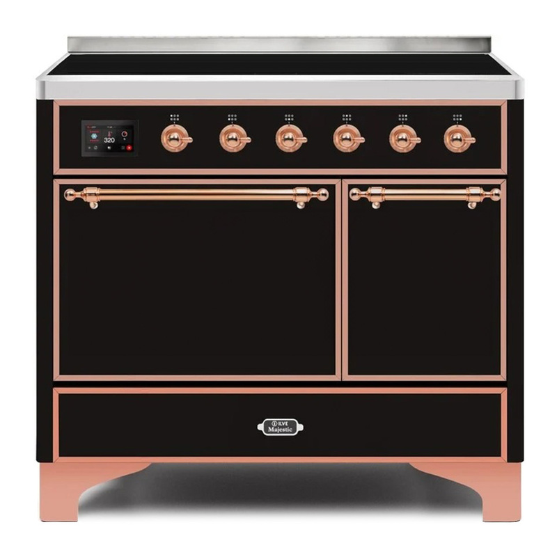 ILVE UMDI10QNS3BKP Majestic II 40" Induction Range (Solid Door, Glossy Black, Copper)