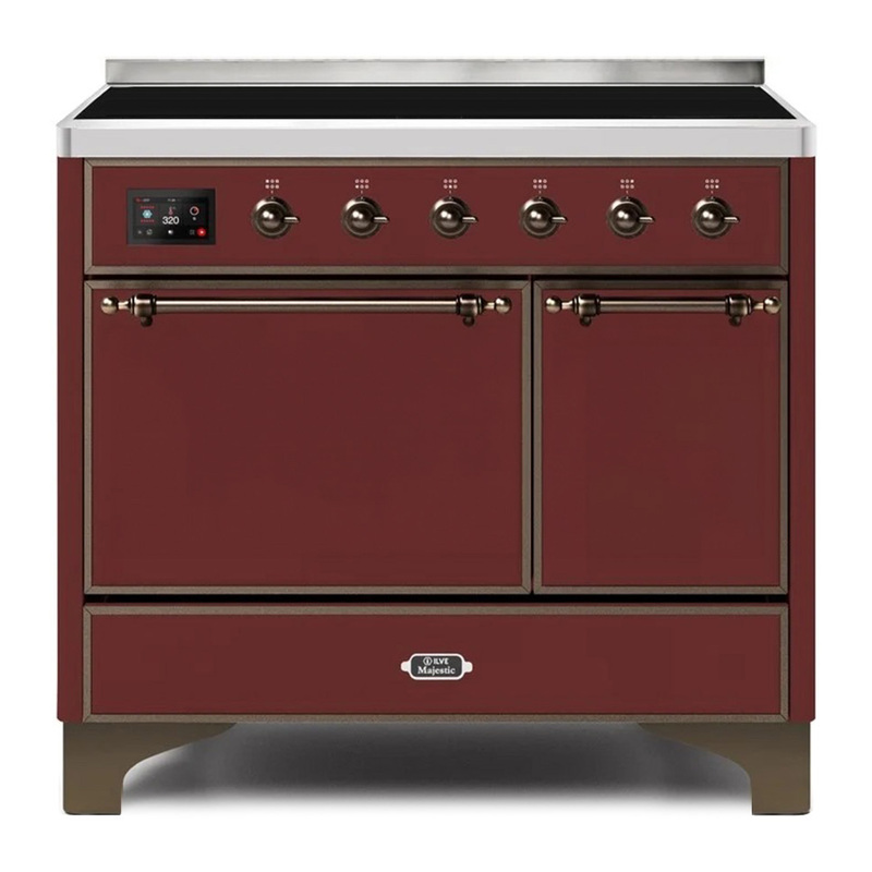 ILVE UMDI10QNS3BUB Majestic II 40" Induction Range (Solid Door, Burgundy, Bronze)