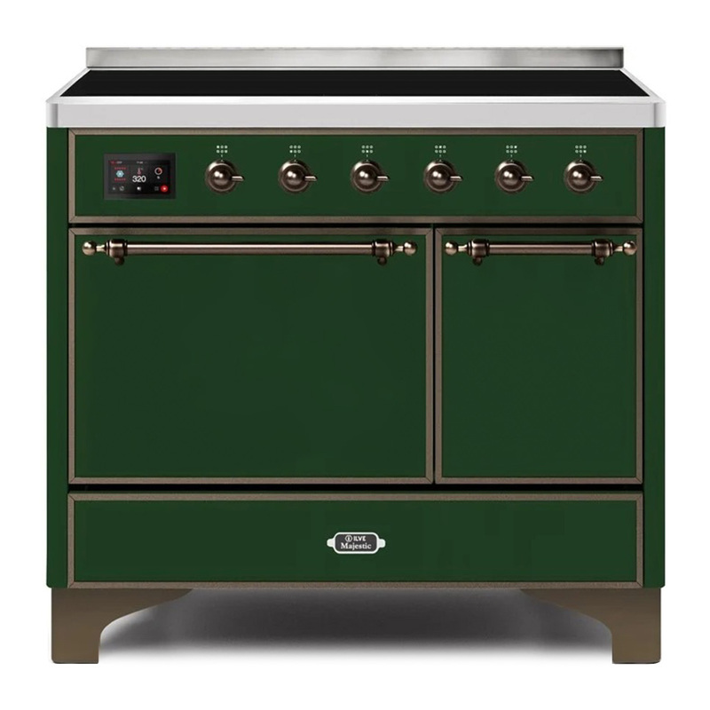 ILVE UMDI10QNS3EGB Majestic II 40" Induction Range (Solid Door, Emerald Green, Burnished)