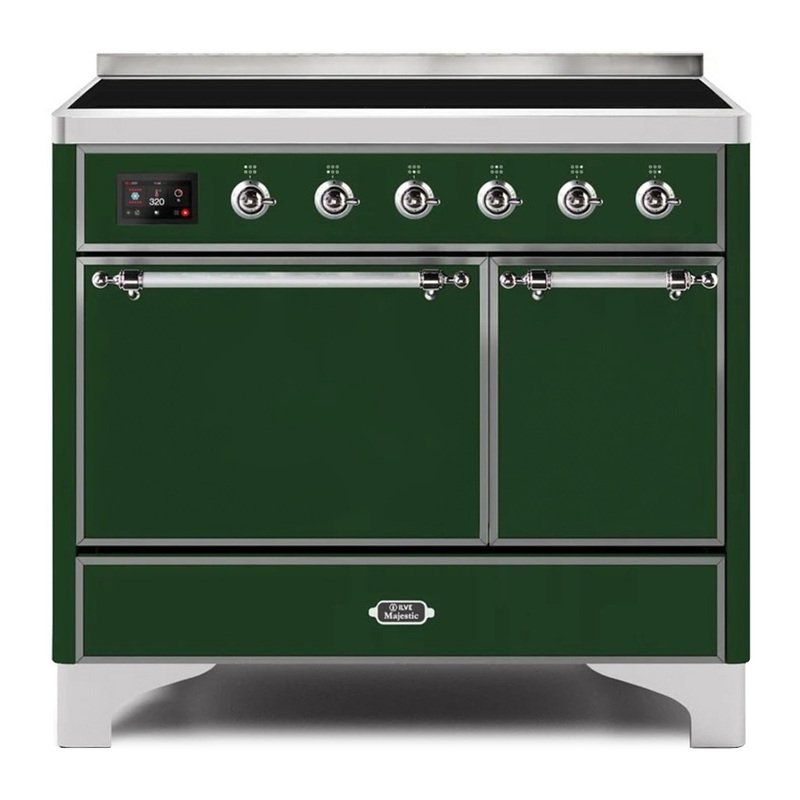 ILVE UMDI10QNS3EGC Majestic II 40" Induction Range (Solid Door, Emerald Green, Chrome)