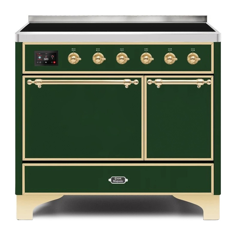 ILVE UMDI10QNS3EGG Majestic II 40" Induction Range (Solid Door, Emerald Green, Brass)