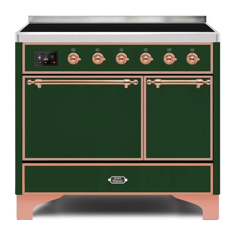 ILVE UMDI10QNS3EGP Majestic II 40" Induction Range (Solid Door, Emerald Green, Copper)