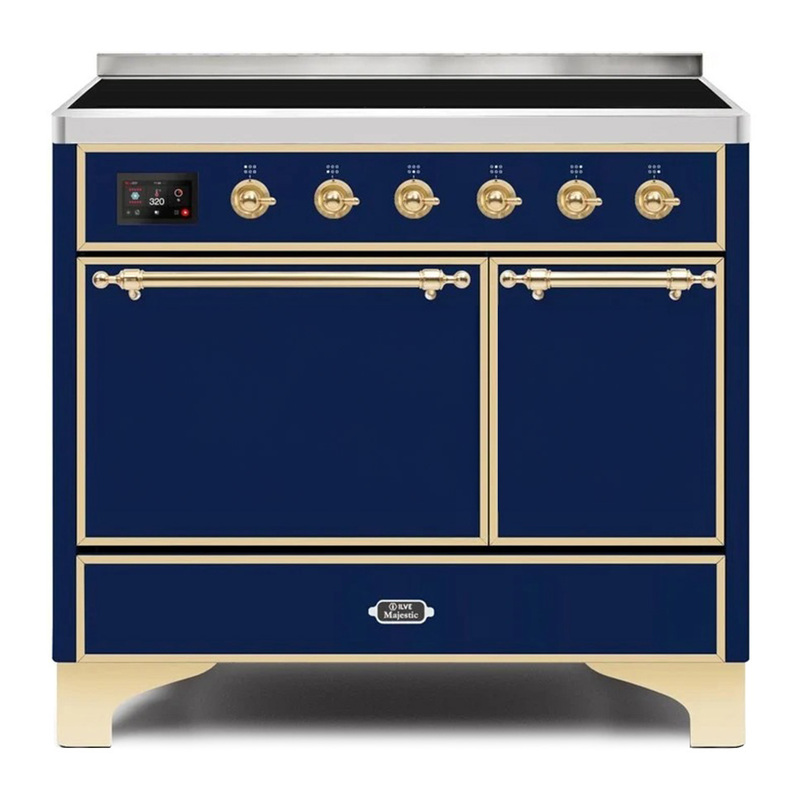 ILVE UMDI10QNS3MBG Majestic II 40" Induction Range (Solid Door, Midnight Blue, Brass)