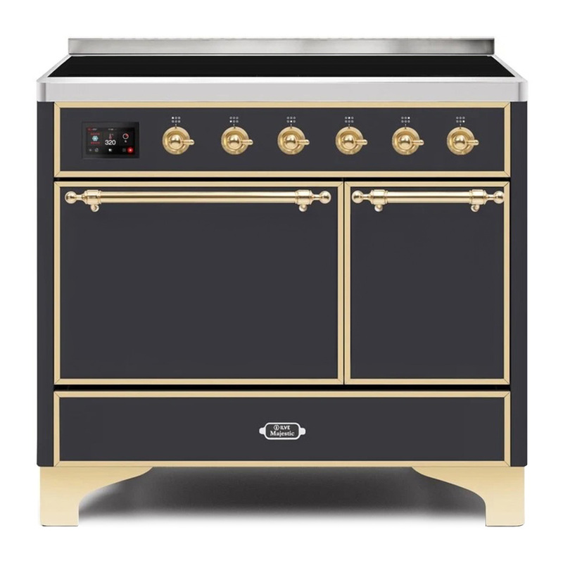 ILVE UMDI10QNS3MGG Majestic II 40" Induction Range (Solid Door, Graphite Matte, Brass)