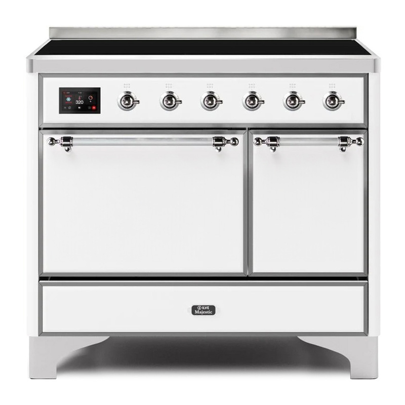 ILVE UMDI10QNS3WHC Majestic II 40" Induction Range (Solid Door, White, Chrome)