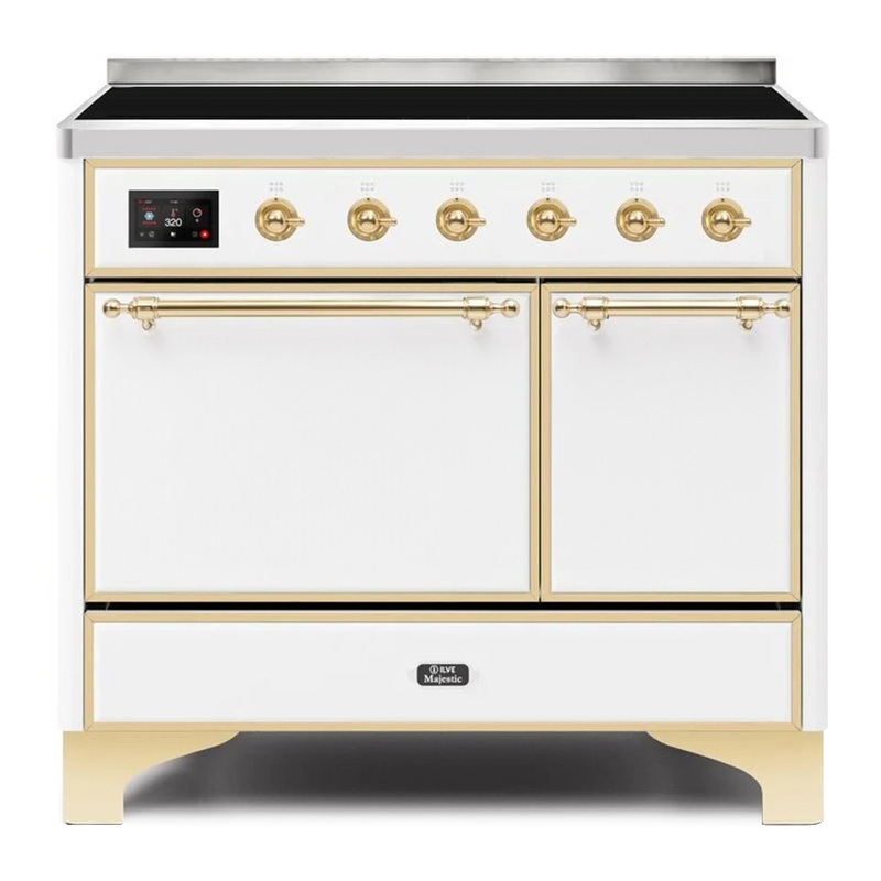 ILVE UMDI10QNS3WHG Majestic II 40" Induction Range (Solid Door, White, Brass)