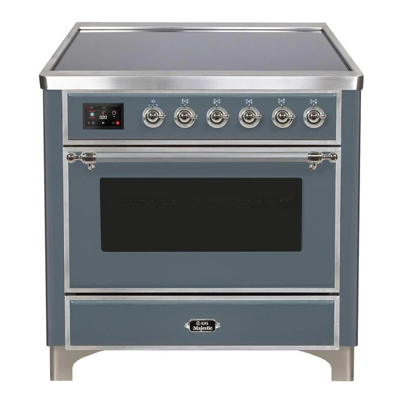 ILVE UMI09NS3BGC Majestic II 36" Induction Range (Triple Glass Door, Blue Grey, Chrome)