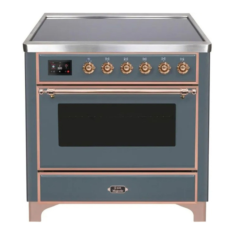 ILVE UMI09NS3BGP Majestic II 36" Induction Range (Triple Glass Door, Blue Grey, Copper)