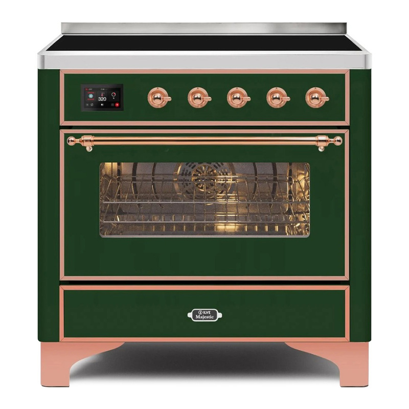 ILVE UMI09NS3EGP Majestic II 36" Induction Range (Triple Glass Door, Emerald Green, Copper)