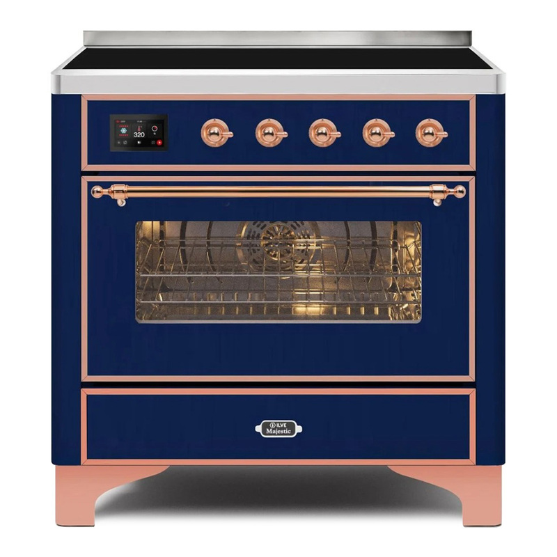 ILVE UMI09NS3MBP Majestic II 36" Induction Range (Triple Glass Door, Midnight Blue, Copper)