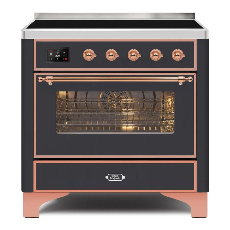 ILVE UMI09NS3MGP Majestic II 36" Induction Range (Triple Glass Door, Graphite Matte, Copper)