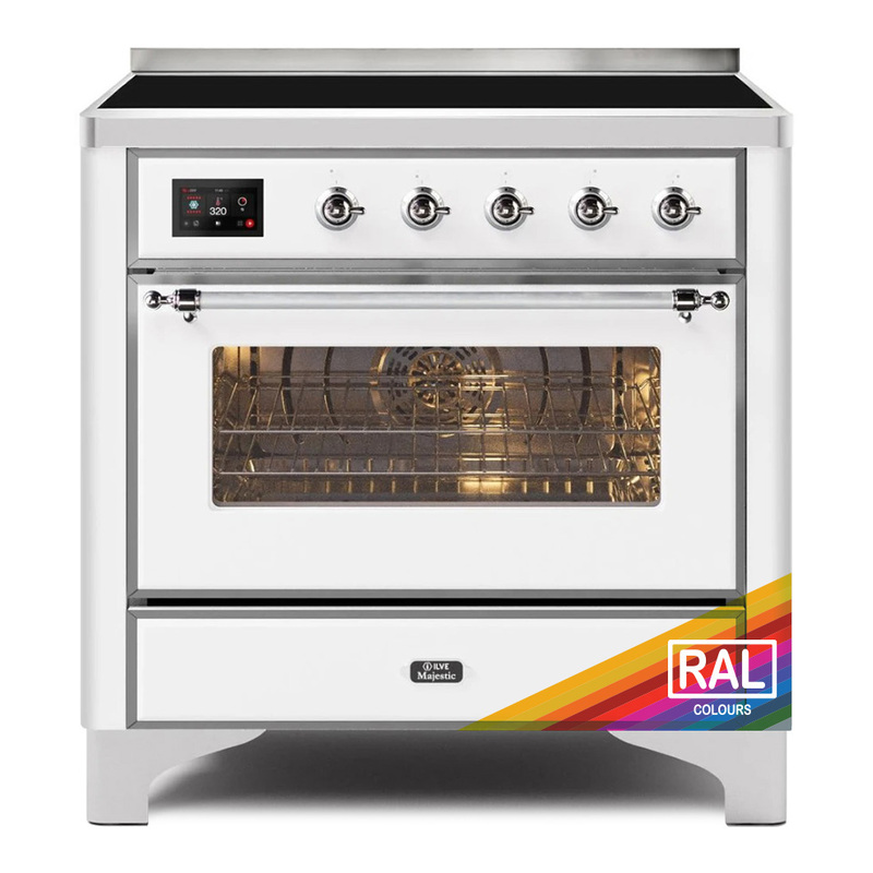 ILVE UMI09NS3RAC Majestic II 36" Induction Range (Triple Glass Door, RAL, Chrome)