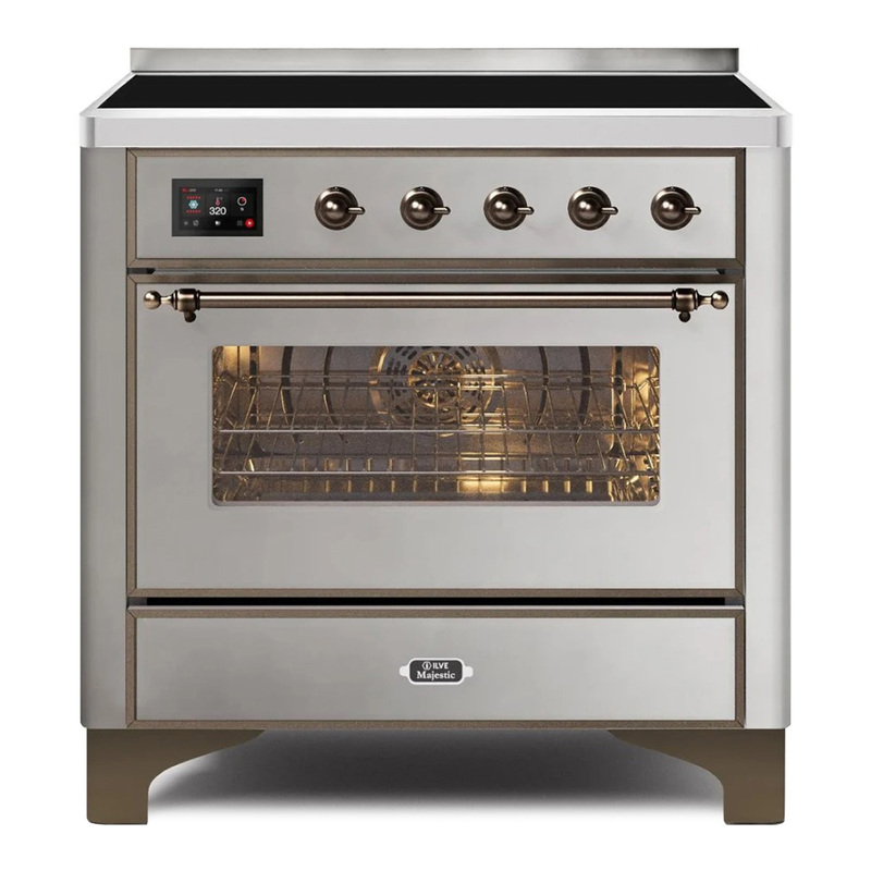 ILVE UMI09NS3SSB Majestic II 36" Induction Range (Triple Glass Door, Stainless Steel, Burnished)