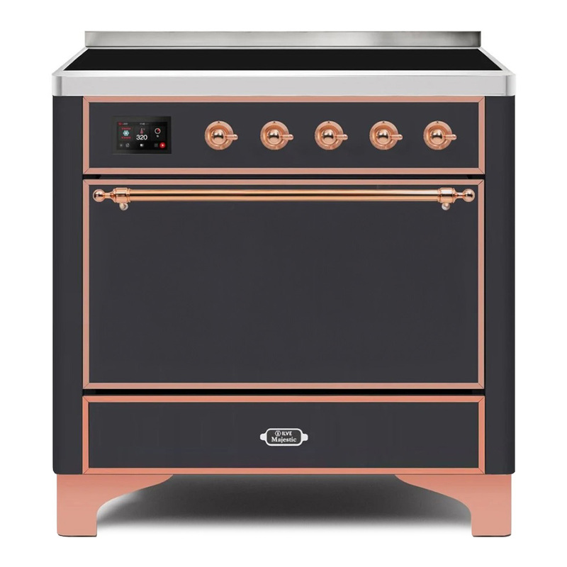 ILVE UMI09QNS3MGP Majestic II 36" Induction Range (Solid Door, Graphite Matte, Copper)