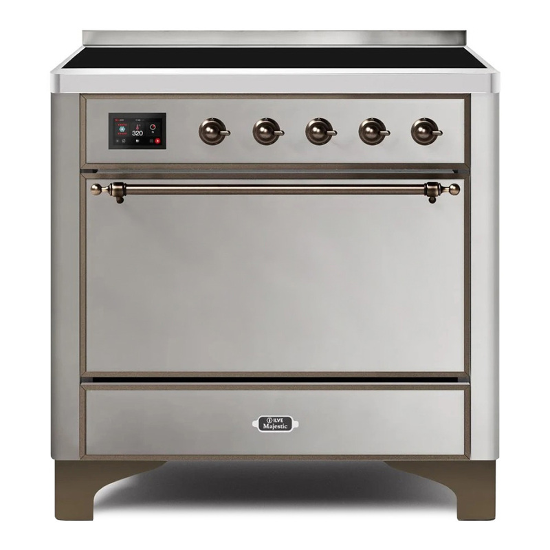 ILVE UMI09QNS3SSB Majestic II 36" Induction Range (Solid Door, Stainless Steel, Burnished)