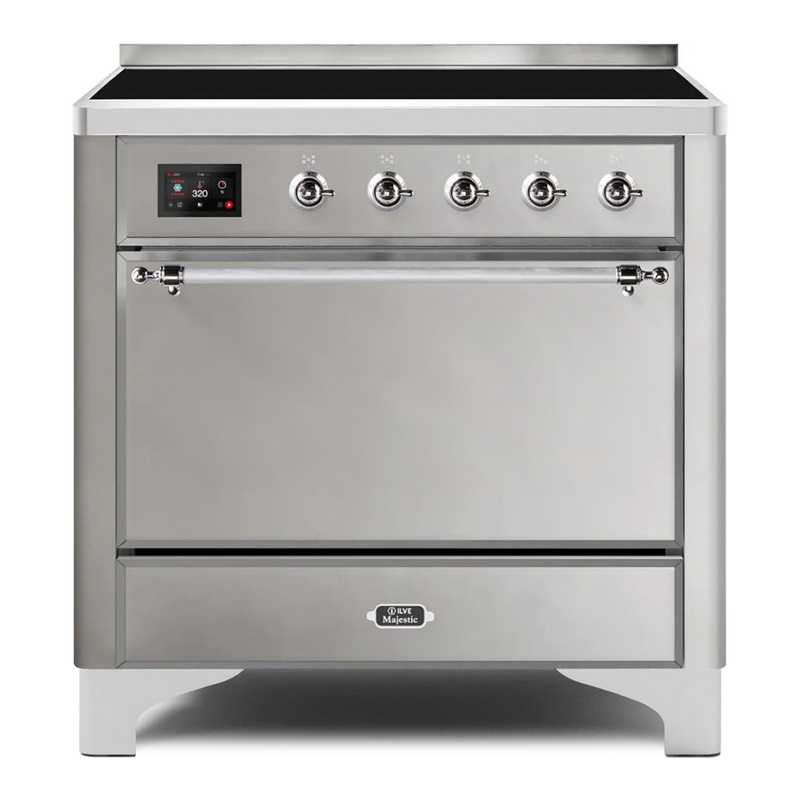 ILVE UMI09QNS3SSC Majestic II 36" Induction Range (Solid Door, Stainless Steel, Chrome)