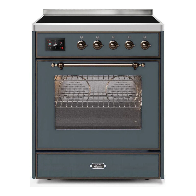 ILVE UMI30NE3BGB Majestic II 30" Induction Range (Triple Glass Door, Blue Grey, Burnished)