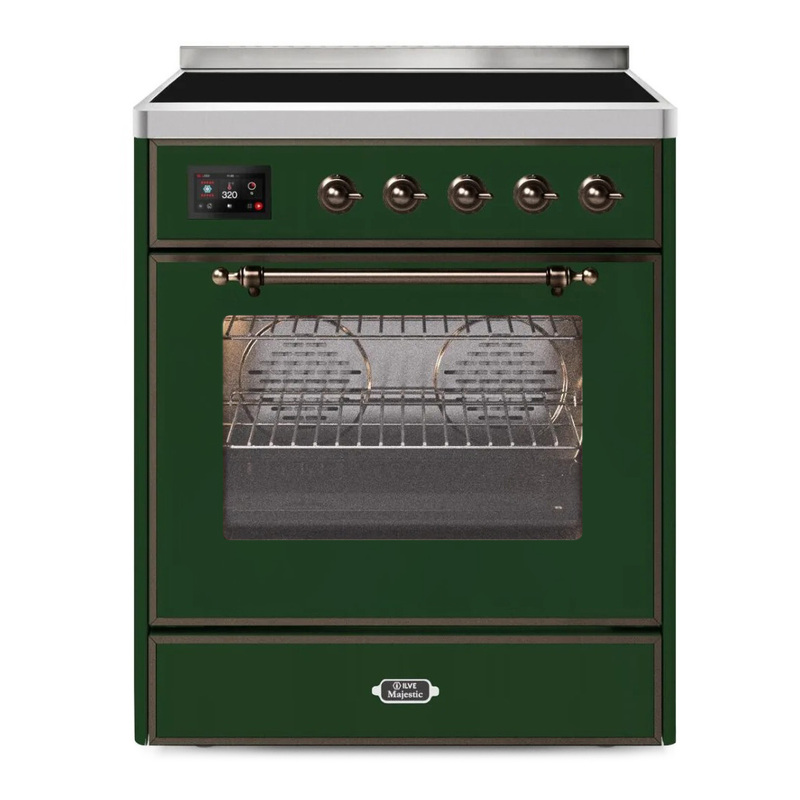 ILVE UMI30NE3EGB Majestic II 30" Induction Range (Triple Glass Door, Emerald Green, Burnished)