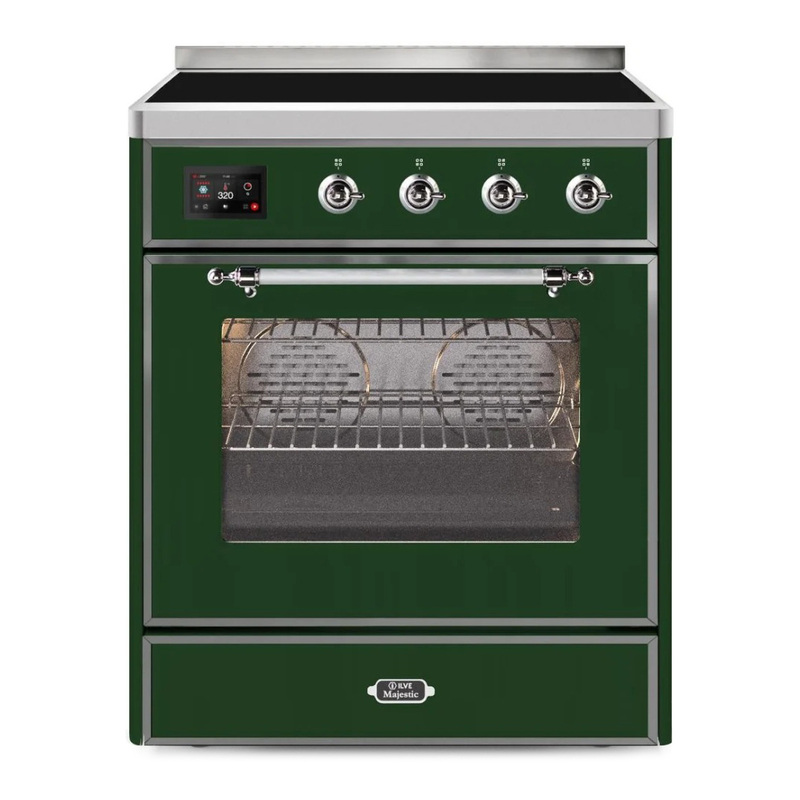 ILVE UMI30NE3EGC Majestic II 30" Induction Range (Triple Glass Door, Emerald Green, Chrome)