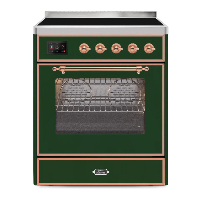 ILVE UMI30NE3EGP Majestic II 30" Induction Range (Triple Glass Door, Emerald Green, Copper)