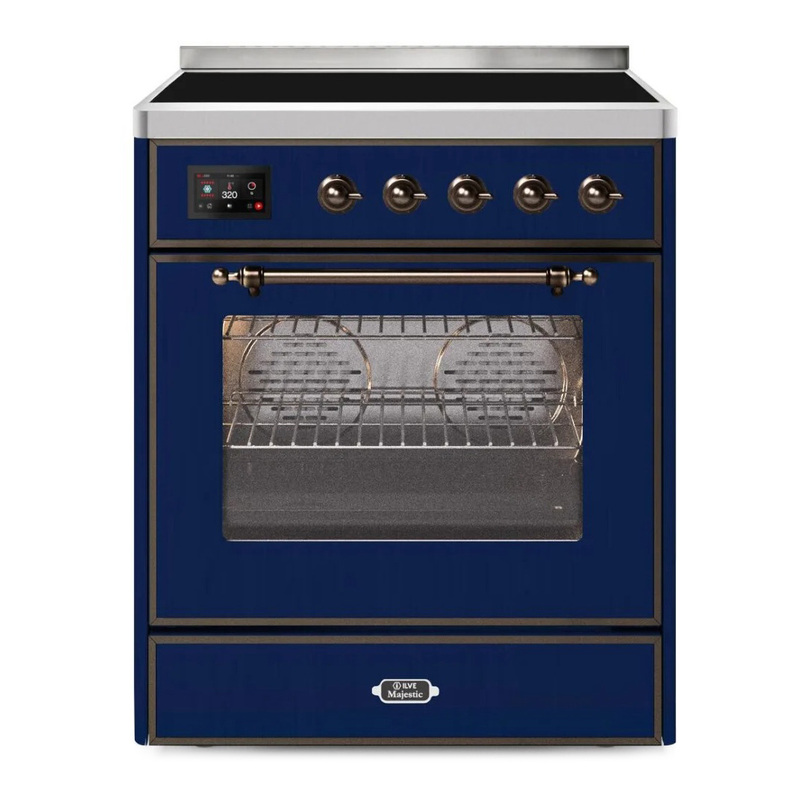 ILVE UMI30NE3MBB Majestic II 30" Induction Range (Triple Glass Door, Midnight Blue, Bronze)