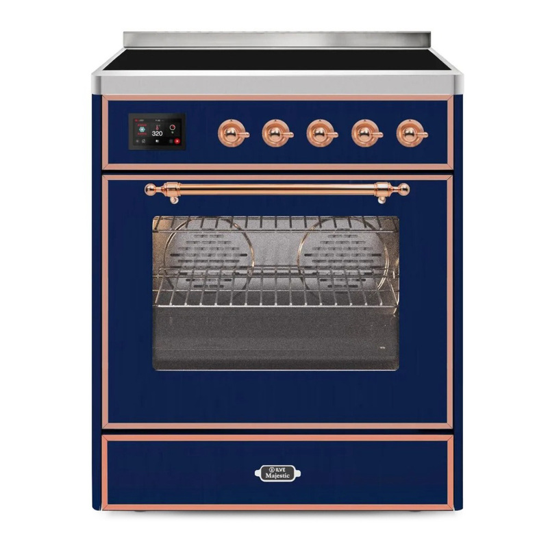 ILVE UMI30NE3MBP Majestic II 30" Induction Range (Triple Glass Door, Midnight Blue, Copper)