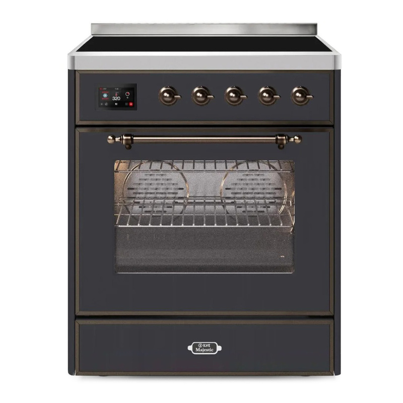 ILVE UMI30NE3MGB Majestic II 30" Induction Range (Triple Glass Door, Graphite Matte, Bronze)