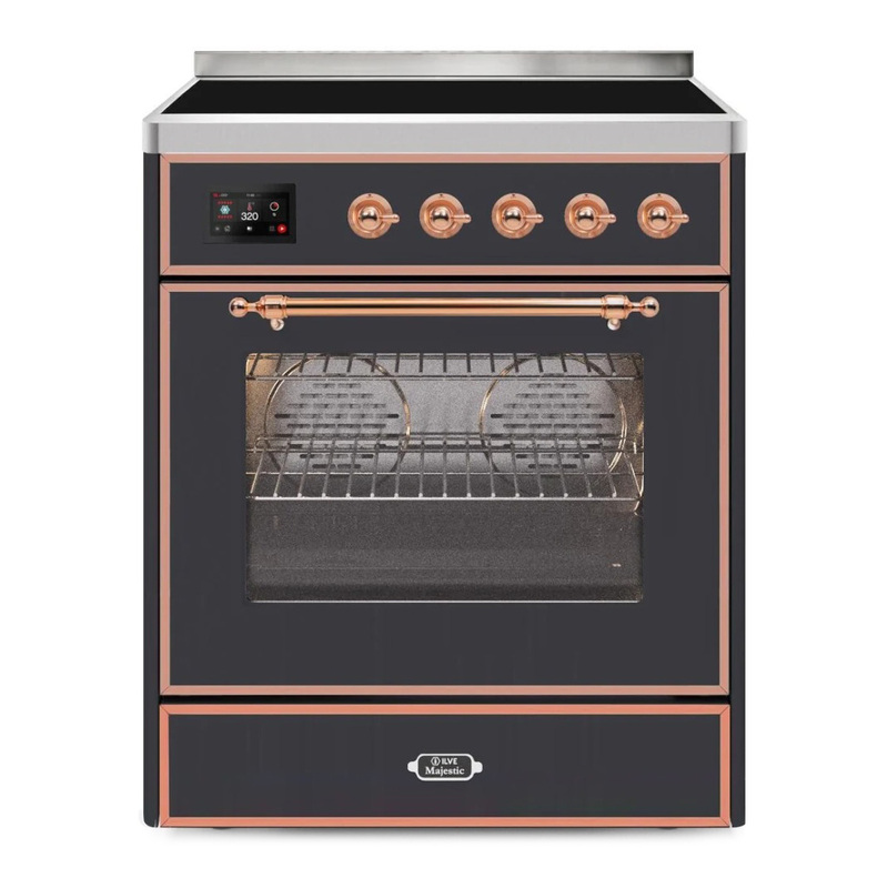 ILVE UMI30NE3MGP Majestic II 30" Induction Range (Triple Glass Door, Graphite Matte, Copper)