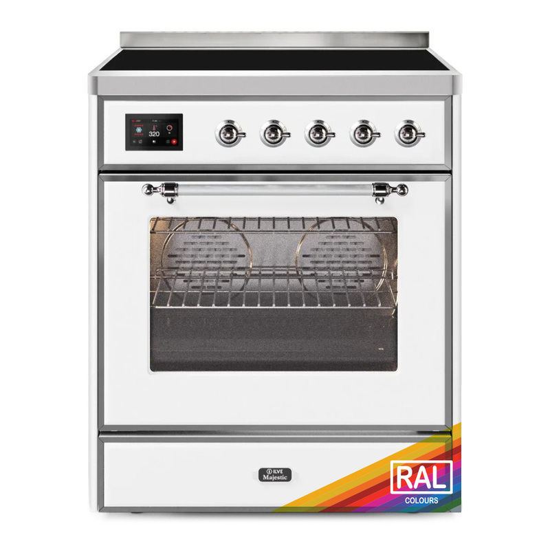 ILVE UMI30NE3RAC Majestic II 30" Induction Range (Triple Glass Door, RAL, Chrome)