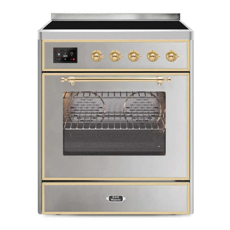 ILVE UMI30NE3SSG Majestic II 30" Induction Range (Triple Glass Door, Stainless Steel, Brass)