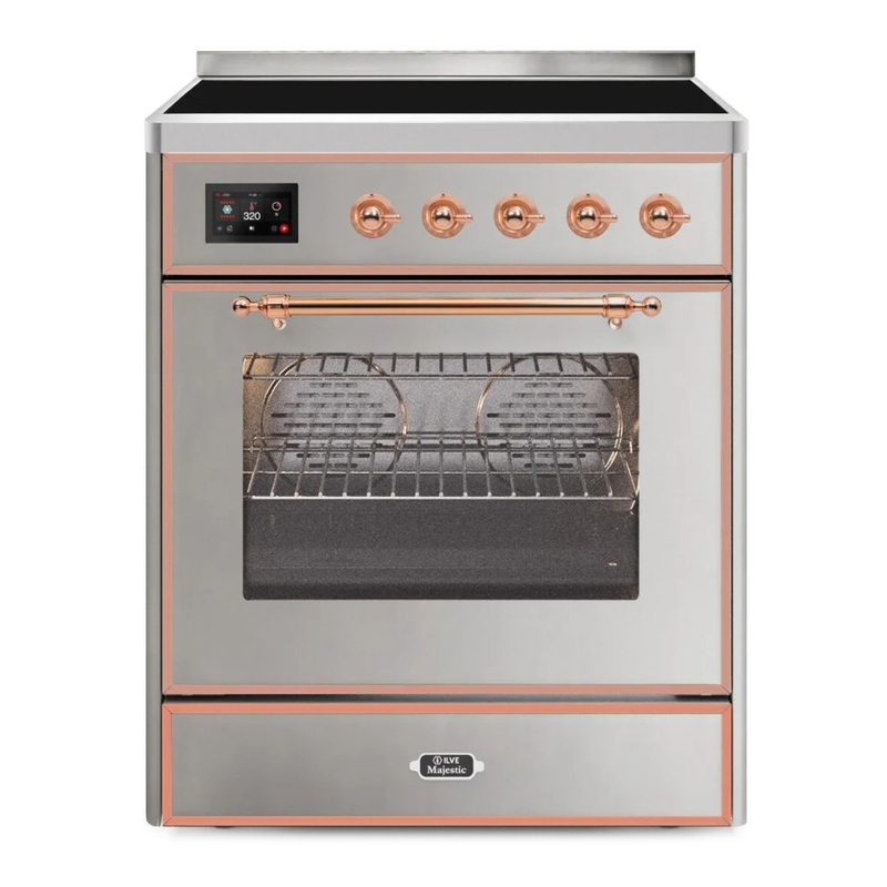 ILVE UMI30NE3SSP Majestic II 30" Induction Range (Triple Glass Door, Stainless Steel, Copper)