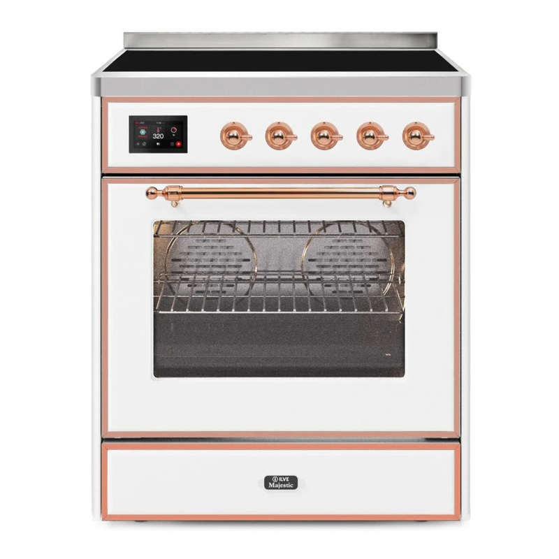 ILVE UMI30NE3WHP Majestic II 30" Induction Range (Triple Glass Door, White, Copper)