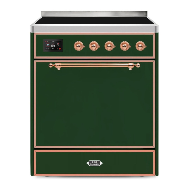 ILVE UMI30QNE3EGP Majestic II 30" Induction Range (Solid Door, Emerald Green, Copper)