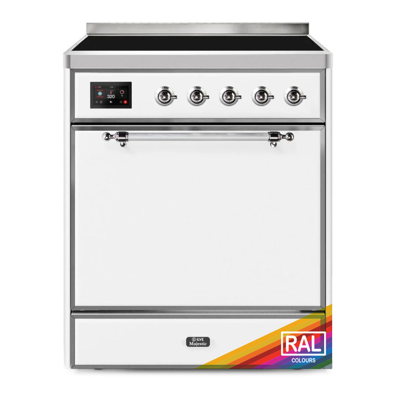 ILVE UMI30QNE3RAC Majestic II 30" Induction Range (Solid Door, RAL, Chrome)