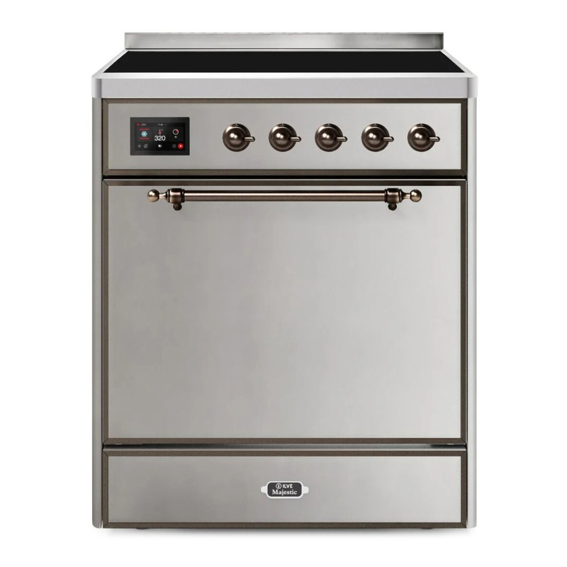 ILVE UMI30QNE3SSB Majestic II 30" Induction Range (Solid Door, Stainless Steel, Bronze)