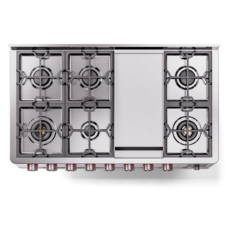 ILVE UPM12FDS3SS Panoramagic 48" Dual Fuel Range, top view