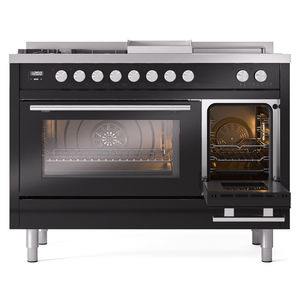 ILVE_UP48FSWMPBKLP_Professional_Plus_II_side_oven_door_opened