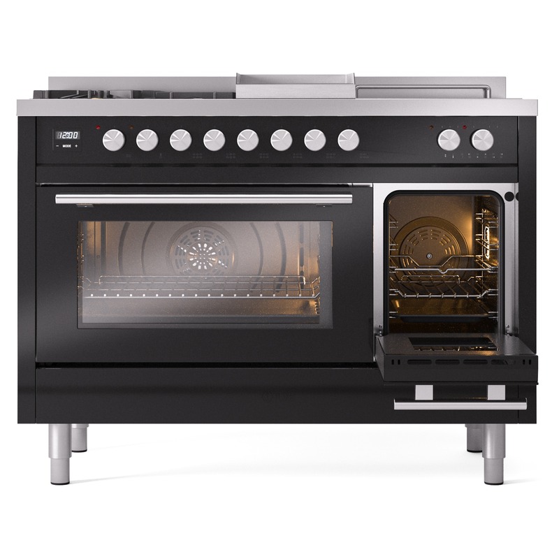 ILVE_UP48FSWMPBK_Professional_Plus_II_side_oven_door_opened