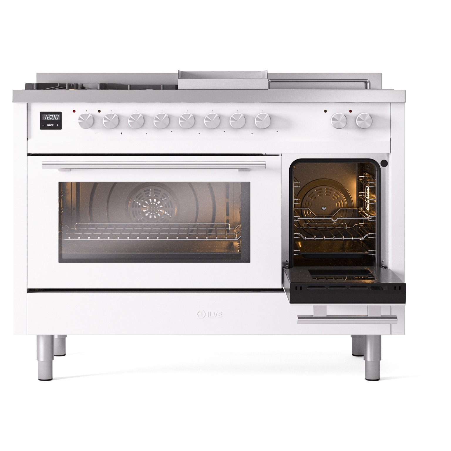 ILVE_UP48FSWMPWHLP_Professional_Plus_II_side_oven_door_opened
