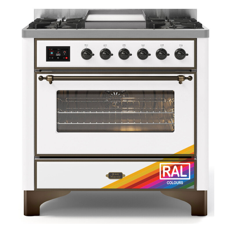 ILVE UM09FDNS3RABLP Majestic II 36" Dual Fuel Range  (RAL, Burnished, Liquid Propane, Triple Glass Door)