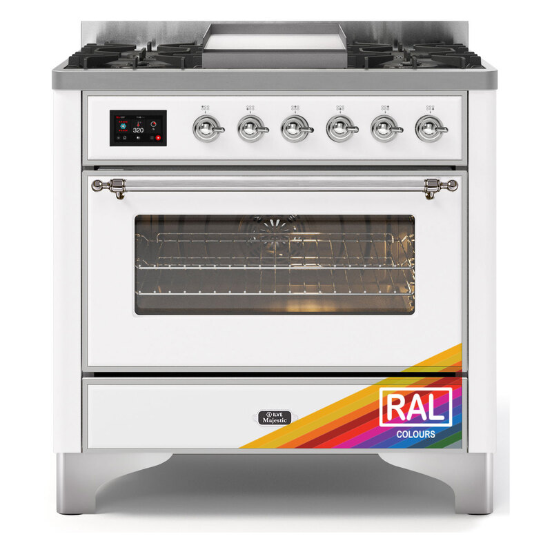 ILVE UM09FDNS3RACLP Majestic II 36" Dual Fuel Range  (RAL, Chrome, Liquid Propane, Triple Glass Door)