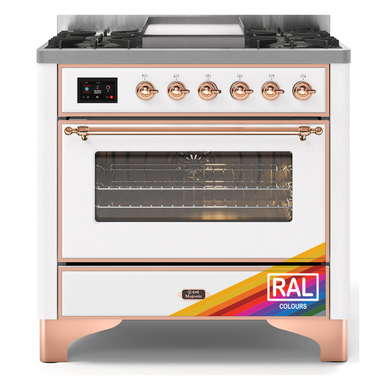 ILVE UM09FDNS3RAPLP Majestic II 36" Dual Fuel Range  (RAL, Copper, Liquid Propane, Triple Glass Door)