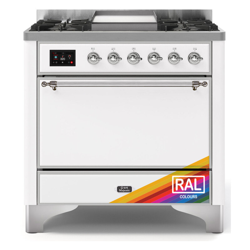 ILVE UM09FDQNS3RACLP Majestic II 36" Dual Fuel Range  (RAL, Chrome, Liquid Propane, Solid Door)