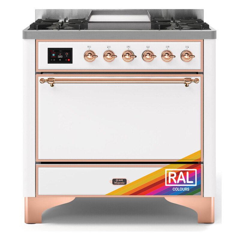 ILVE UM09FDQNS3RAPLP Majestic II 36" Dual Fuel Range  (RAL, Copper, Liquid Propane, Solid Door)