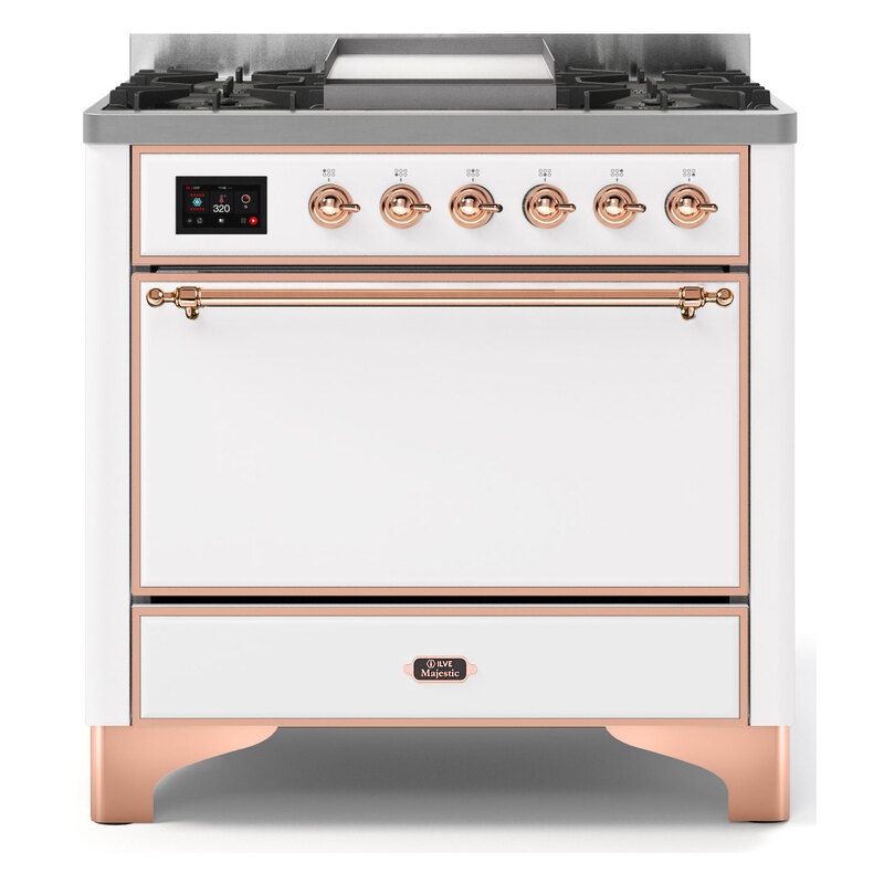 ILVE UM09FDQNS3WHPLP Majestic II 36" Dual Fuel Range  (White, Copper, Liquid Propane, Solid Door)