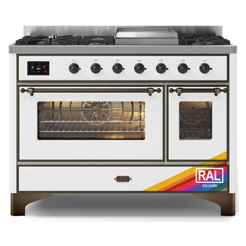 ILVE UM12FDNS3RABLP Majestic II 48" Dual Fuel Range (Liquid Propane, Triple Glass Door, RAL, Burnished)